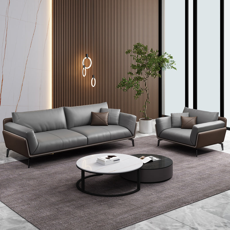 Contemporary Gray Upholstered Sofa Pillow Back Couch with Flared Arms for Living Room Clearhalo 'furn' 'furn_sofas' 'Furniture' 'furniture_sofas' 'Living Room Furniture' 'Sofa' 'sofas' 4918724