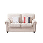 Traditional Biege Pillow Back Couch Rolled Arm Sofa with Nailhead Trim 63"L x 35.5"W x 35.5"H Linen Blend Clearhalo 'furn' 'furn_sofas' 'Furniture' 'furniture_sofas' 'Living Room Furniture' 'Sofa' 'sofas' 4918758