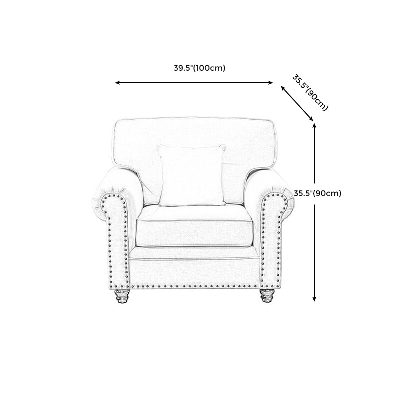 Traditional Biege Pillow Back Couch Rolled Arm Sofa with Nailhead Trim Clearhalo 'furn' 'furn_sofas' 'Furniture' 'furniture_sofas' 'Living Room Furniture' 'Sofa' 'sofas' 4918764