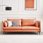 Contemporary Faux Leather Square Arm Sofa Pillow Back Couch with Metal Legs Orange 33''H x 83''L x 35''W Memory Foam Clearhalo 'Furniture' 'furniture_sofas' 'Living Room Furniture' 'Sofa' 'sofas' 4918768