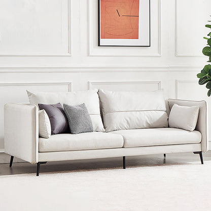 Contemporary Faux Leather Square Arm Sofa Pillow Back Couch with Metal Legs White Clearhalo 'Furniture' 'furniture_sofas' 'Living Room Furniture' 'Sofa' 'sofas' 4918771