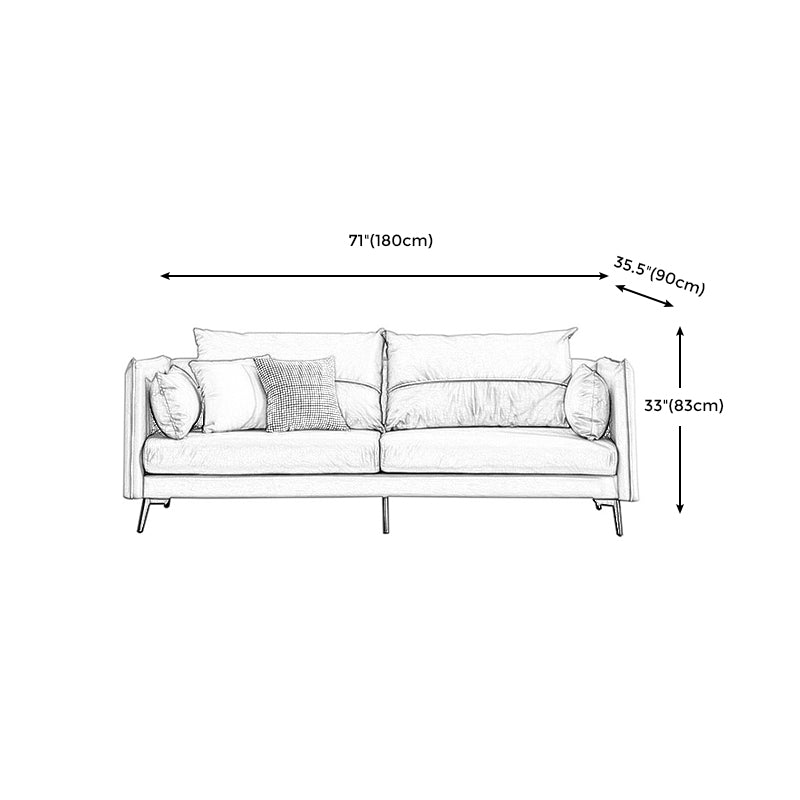 Contemporary Faux Leather Square Arm Sofa Pillow Back Couch with Metal Legs Clearhalo 'Furniture' 'furniture_sofas' 'Living Room Furniture' 'Sofa' 'sofas' 4918779