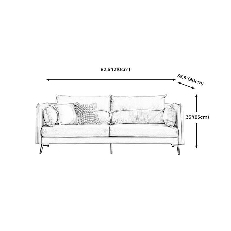 Contemporary Faux Leather Square Arm Sofa Pillow Back Couch with Metal Legs Clearhalo 'Furniture' 'furniture_sofas' 'Living Room Furniture' 'Sofa' 'sofas' 4918780