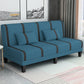 Linen/Velvet/Faux Leather Armless Convertible Sofa Tight Back Sofa Bed with Lumbar Pillow Ocean Blue Linen Clearhalo 'furn' 'furn_sofas' 'Furniture' 'furniture_sofas' 'Living Room Furniture' 'Sofa' 'sofas' 4918785