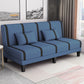Linen/Velvet/Faux Leather Armless Convertible Sofa Tight Back Sofa Bed with Lumbar Pillow Ocean Blue Velvet Clearhalo 'furn' 'furn_sofas' 'Furniture' 'furniture_sofas' 'Living Room Furniture' 'Sofa' 'sofas' 4918787