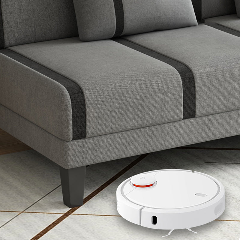 Linen/Velvet/Faux Leather Armless Convertible Sofa Tight Back Sofa Bed with Lumbar Pillow Clearhalo 'furn' 'furn_sofas' 'Furniture' 'furniture_sofas' 'Living Room Furniture' 'Sofa' 'sofas' 4918791