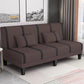 Linen/Velvet/Faux Leather Armless Convertible Sofa Tight Back Sofa Bed with Lumbar Pillow Dark Coffee Velvet Clearhalo 'furn' 'furn_sofas' 'Furniture' 'furniture_sofas' 'Living Room Furniture' 'Sofa' 'sofas' 4918796
