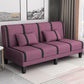 Linen/Velvet/Faux Leather Armless Convertible Sofa Tight Back Sofa Bed with Lumbar Pillow Purple Velvet Clearhalo 'furn' 'furn_sofas' 'Furniture' 'furniture_sofas' 'Living Room Furniture' 'Sofa' 'sofas' 4918797