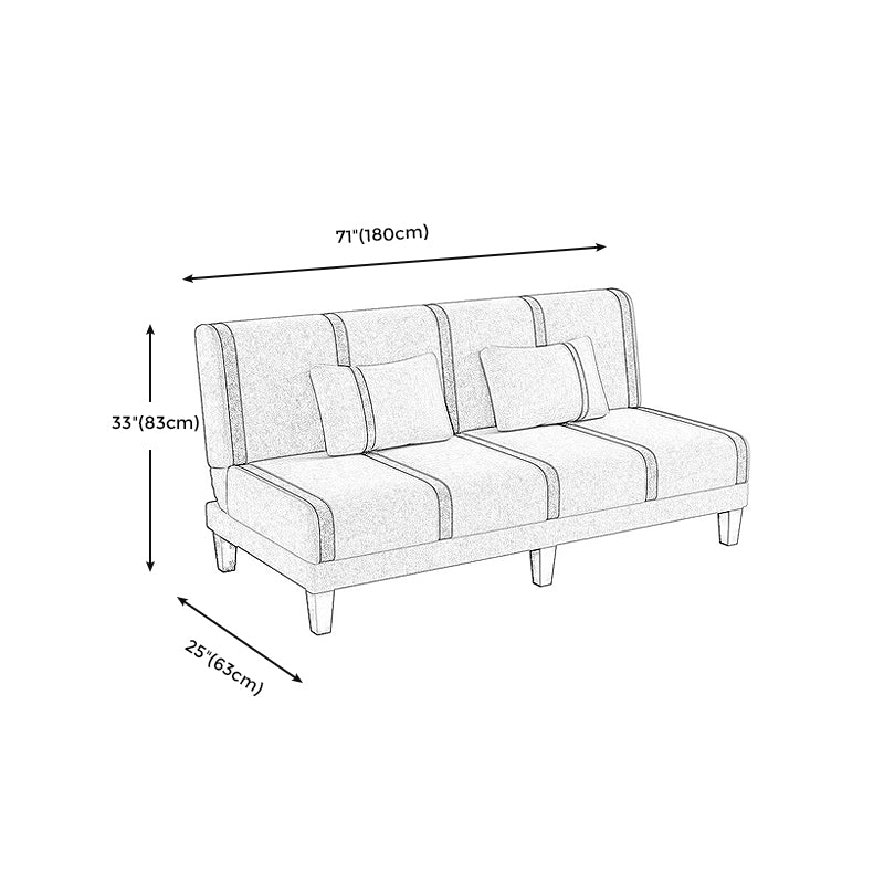 Linen/Velvet/Faux Leather Armless Convertible Sofa Tight Back Sofa Bed with Lumbar Pillow Clearhalo 'furn' 'furn_sofas' 'Furniture' 'furniture_sofas' 'Living Room Furniture' 'Sofa' 'sofas' 4918798
