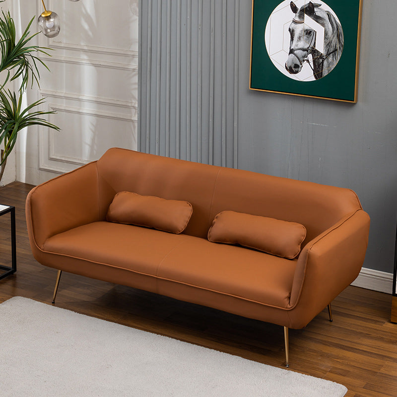 Contemporary Tight Back Loveseat Flared Arm Sofa with Metal Legs for Living Room Orange Yellow Clearhalo 'furn' 'furn_sofas' 'Furniture' 'furniture_sofas' 'Living Room Furniture' 'Sofa' 'sofas' 4918799