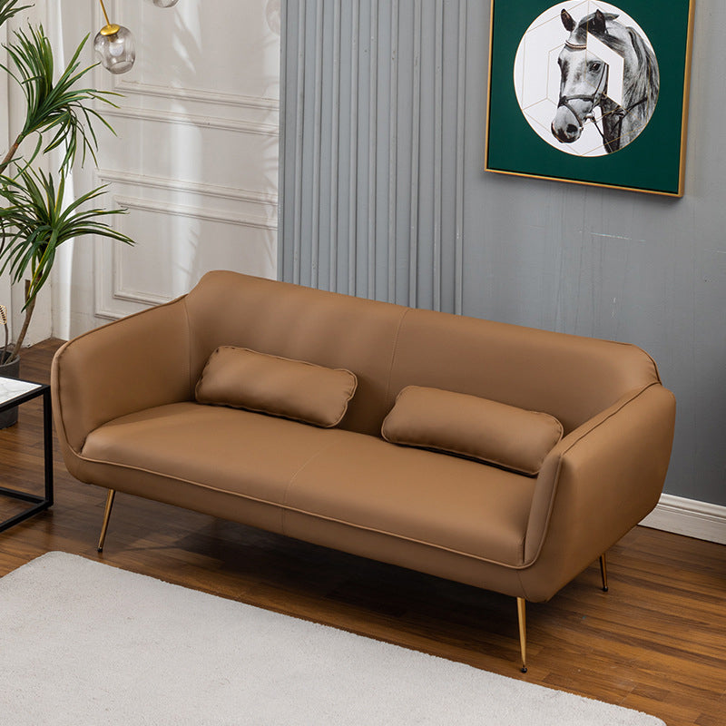 Contemporary Tight Back Loveseat Flared Arm Sofa with Metal Legs for Living Room Brown Clearhalo 'furn' 'furn_sofas' 'Furniture' 'furniture_sofas' 'Living Room Furniture' 'Sofa' 'sofas' 4918802