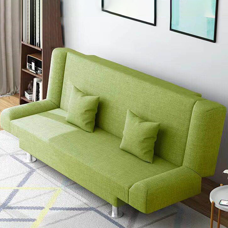 Modern Cotton Blend Round Arm Convertible Sofa Tight Back Foldable Sofa Bed Fluorescent Green Clearhalo 'furn' 'furn_sofas' 'Furniture' 'furniture_sofas' 'Living Room Furniture' 'Sofa' 'sofas' 4918813