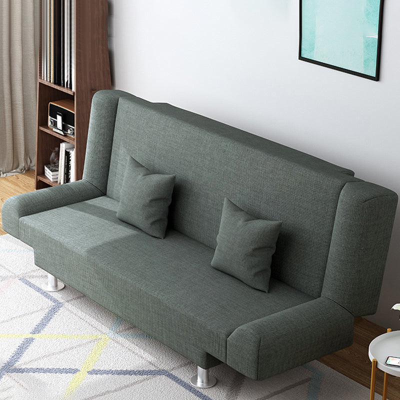 Modern Cotton Blend Round Arm Convertible Sofa Tight Back Foldable Sofa Bed Dark Gray Clearhalo 'furn' 'furn_sofas' 'Furniture' 'furniture_sofas' 'Living Room Furniture' 'Sofa' 'sofas' 4918814