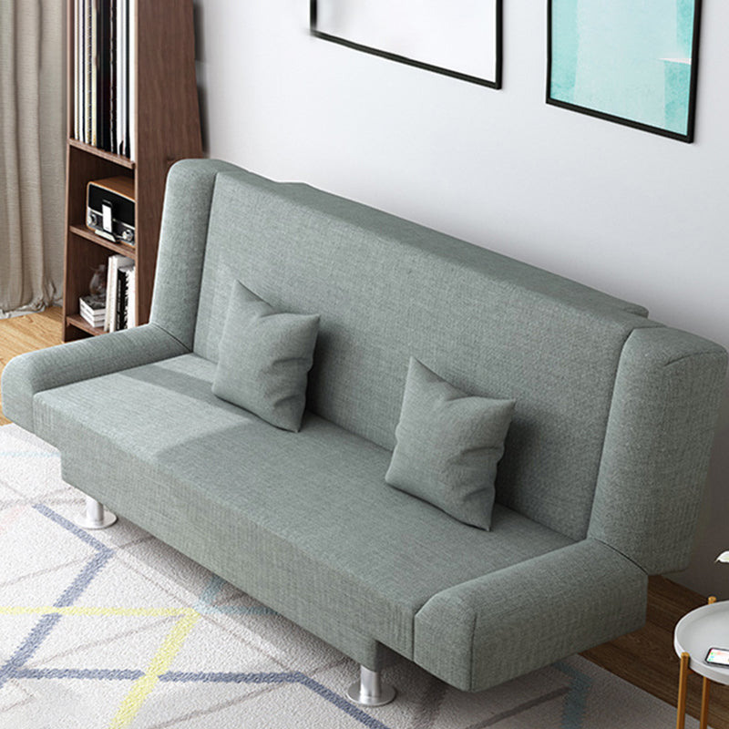 Modern Cotton Blend Round Arm Convertible Sofa Tight Back Foldable Sofa Bed Light Gray Clearhalo 'furn' 'furn_sofas' 'Furniture' 'furniture_sofas' 'Living Room Furniture' 'Sofa' 'sofas' 4918819