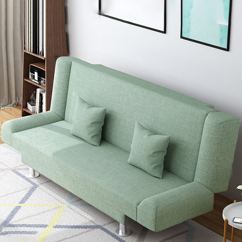 Modern Cotton Blend Round Arm Convertible Sofa Tight Back Foldable Sofa Bed Green Clearhalo 'furn' 'furn_sofas' 'Furniture' 'furniture_sofas' 'Living Room Furniture' 'Sofa' 'sofas' 4918821