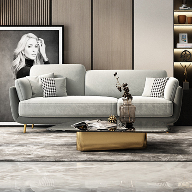 Scandinavian Pillow Top Arm Sofa Faux Leather/Velvet Couch for Apartment Dark Gray Clearhalo 'Furniture' 'furniture_sofas' 'Living Room Furniture' 'Sofa' 'sofas' 4918838