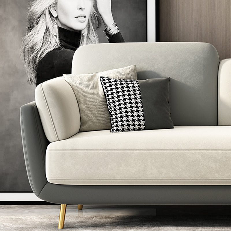 Scandinavian Pillow Top Arm Sofa Faux Leather/Velvet Couch for Apartment Clearhalo 'Furniture' 'furniture_sofas' 'Living Room Furniture' 'Sofa' 'sofas' 4918842