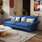 Modern Cotton Blend/Faux Leather Settee Flared Arm Biscuit Back Couch Royal Blue Cotton Blend Clearhalo 'furn' 'furn_sofas' 'Furniture' 'furniture_sofas' 'Living Room Furniture' 'Sofa' 'sofas' 4918858