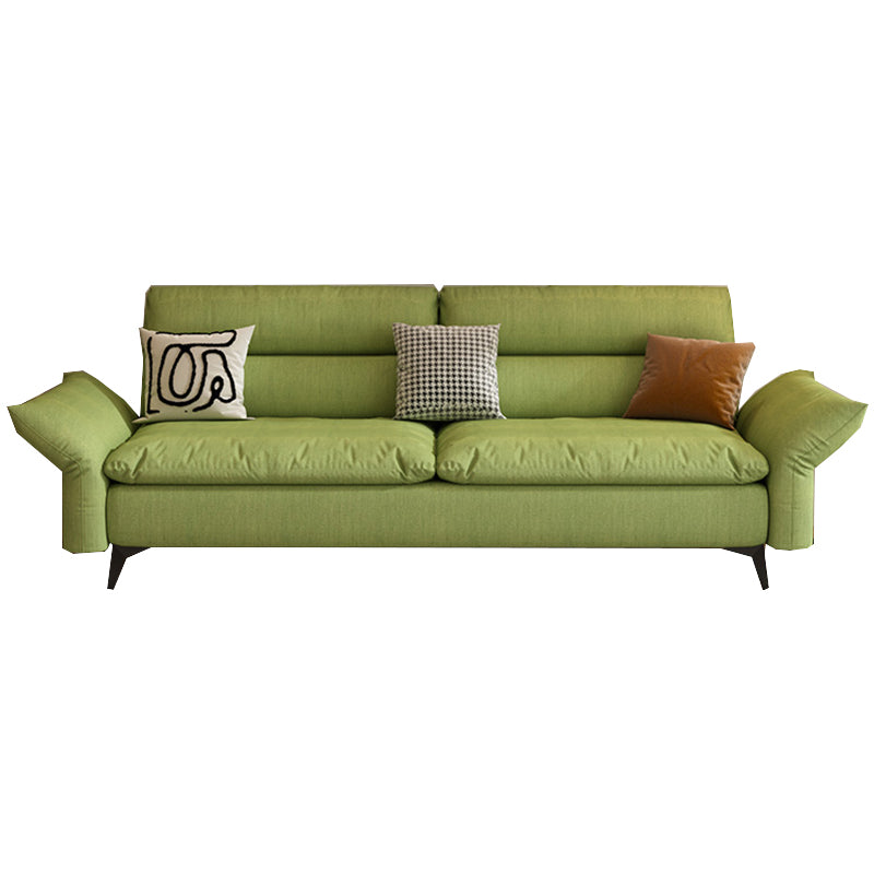 Modern Cotton Blend/Faux Leather Settee Flared Arm Biscuit Back Couch Clearhalo 'furn' 'furn_sofas' 'Furniture' 'furniture_sofas' 'Living Room Furniture' 'Sofa' 'sofas' 4918859