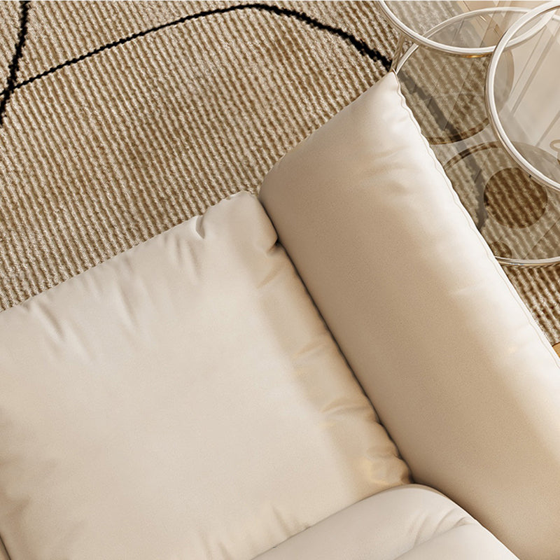 Modern Cotton Blend/Faux Leather Settee Flared Arm Biscuit Back Couch Clearhalo 'furn' 'furn_sofas' 'Furniture' 'furniture_sofas' 'Living Room Furniture' 'Sofa' 'sofas' 4918865