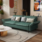 Modern Cotton Blend/Faux Leather Settee Flared Arm Biscuit Back Couch Blackish Green Faux Leather Clearhalo 'furn' 'furn_sofas' 'Furniture' 'furniture_sofas' 'Living Room Furniture' 'Sofa' 'sofas' 4918867