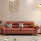 Modern Cotton Blend/Faux Leather Settee Flared Arm Biscuit Back Couch 83"L x 28"W x 33.5"H Red Brown Faux Leather Clearhalo 'furn' 'furn_sofas' 'Furniture' 'furniture_sofas' 'Living Room Furniture' 'Sofa' 'sofas' 4918877