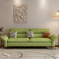 Modern Cotton Blend/Faux Leather Settee Flared Arm Biscuit Back Couch 67"L x 28"W x 33.5"H Fluorescent Green Cotton Blend Clearhalo 'furn' 'furn_sofas' 'Furniture' 'furniture_sofas' 'Living Room Furniture' 'Sofa' 'sofas' 4918878