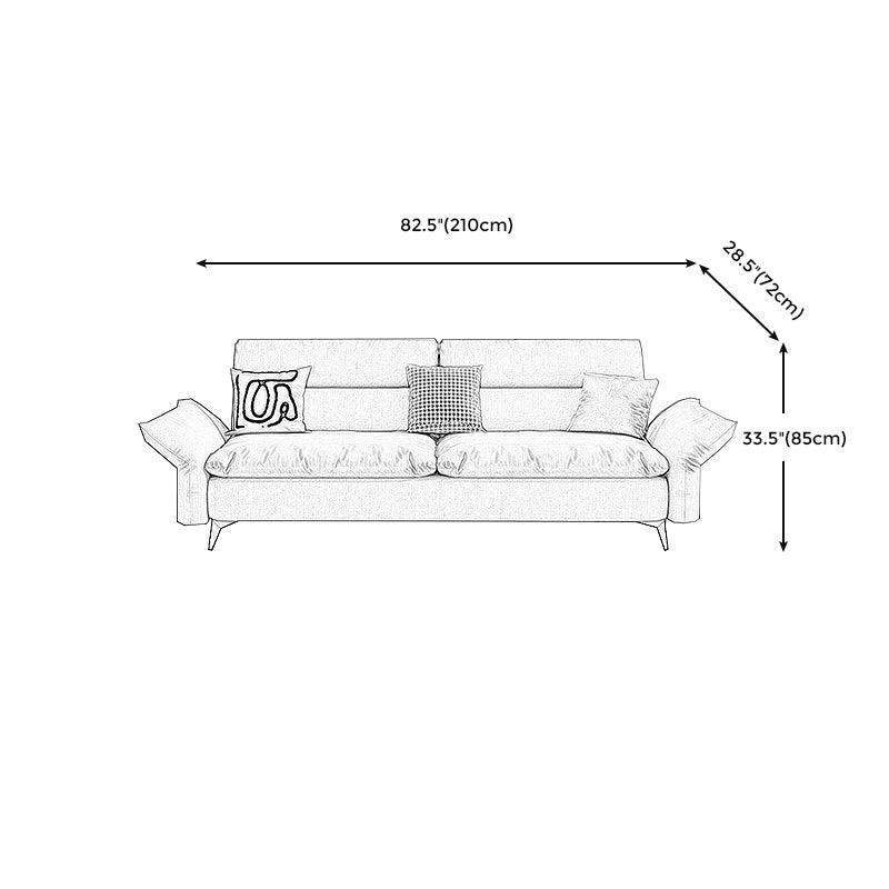 Modern Cotton Blend/Faux Leather Settee Flared Arm Biscuit Back Couch Clearhalo 'furn' 'furn_sofas' 'Furniture' 'furniture_sofas' 'Living Room Furniture' 'Sofa' 'sofas' 4918879
