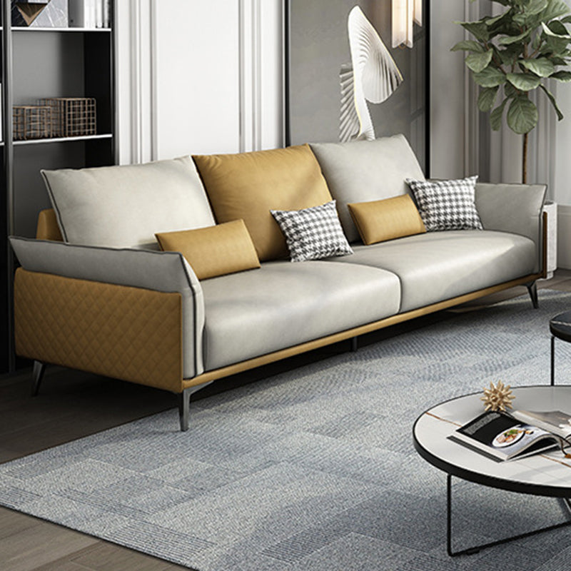 Nordic Upholstered Pillow Top Arm Sofa Water-Resistant Couch for Three People Yellow Clearhalo 'furn' 'furn_sofas' 'Furniture' 'furniture_sofas' 'Living Room Furniture' 'Sofa' 'sofas' 4918902