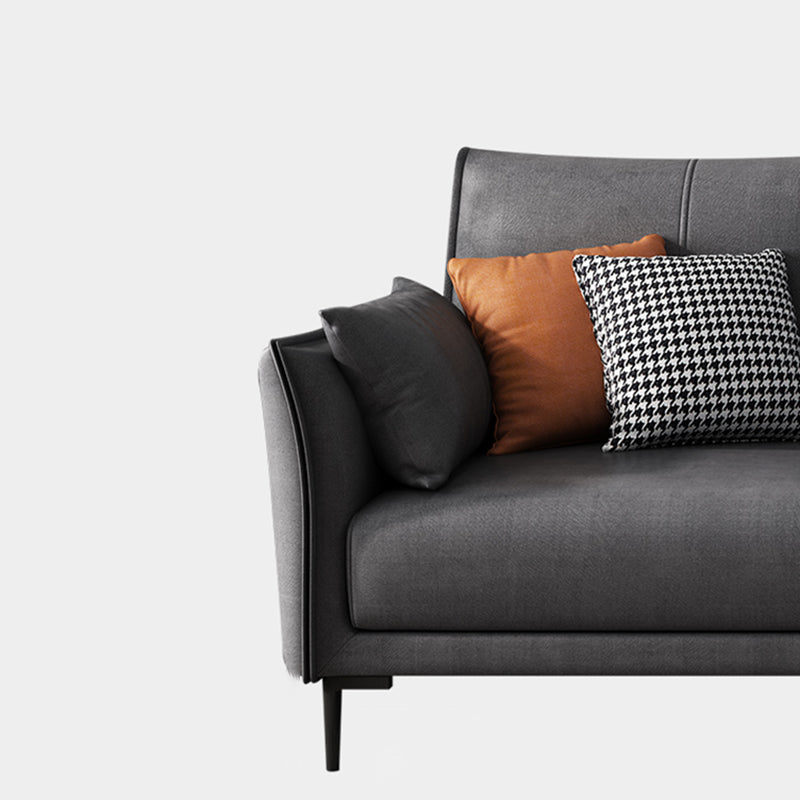 Stain-Resistant Faux Leather Couch Living Room Flared Arm Sofa with Pillow Back Clearhalo 'furn' 'furn_sofas' 'Furniture' 'furniture_sofas' 'Living Room Furniture' 'Sofa' 'sofas' 4918918