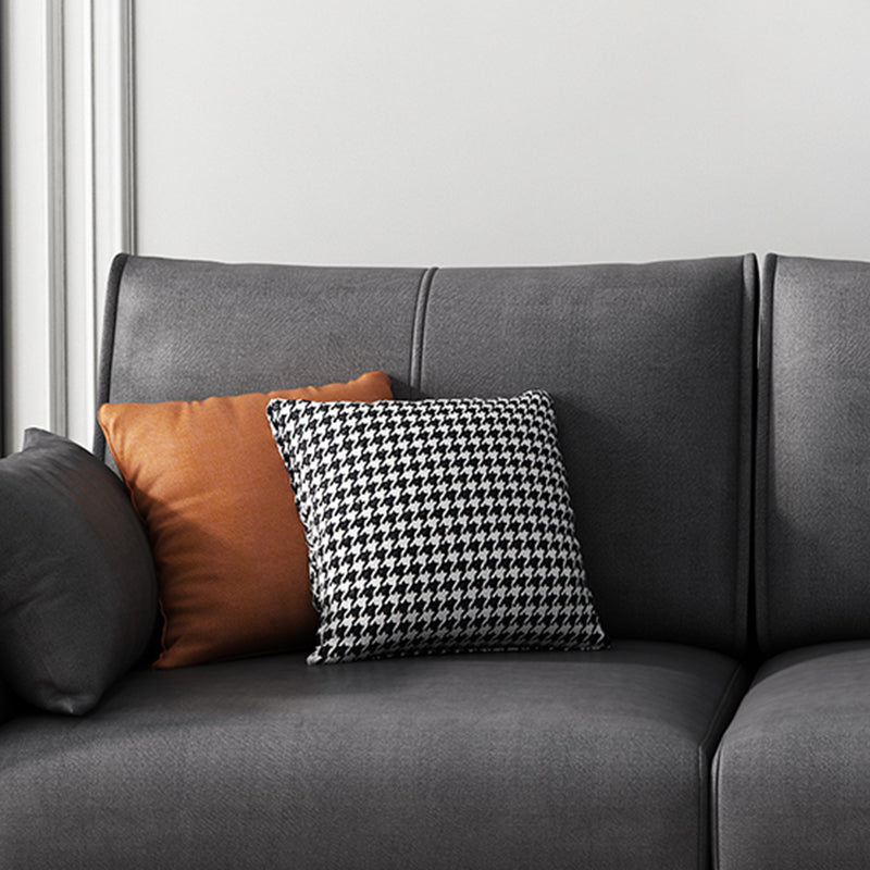 Stain-Resistant Faux Leather Couch Living Room Flared Arm Sofa with Pillow Back Clearhalo 'furn' 'furn_sofas' 'Furniture' 'furniture_sofas' 'Living Room Furniture' 'Sofa' 'sofas' 4918921