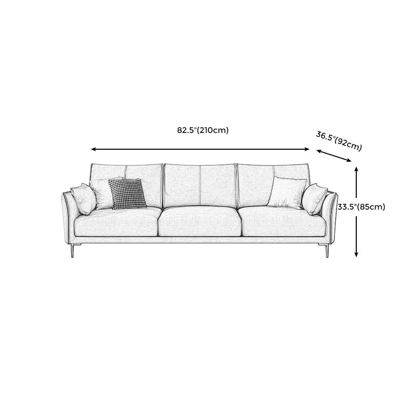 Stain-Resistant Faux Leather Couch Living Room Flared Arm Sofa with Pillow Back Clearhalo 'furn' 'furn_sofas' 'Furniture' 'furniture_sofas' 'Living Room Furniture' 'Sofa' 'sofas' 4918922