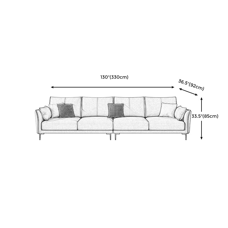 Stain-Resistant Faux Leather Couch Living Room Flared Arm Sofa with Pillow Back Clearhalo 'furn' 'furn_sofas' 'Furniture' 'furniture_sofas' 'Living Room Furniture' 'Sofa' 'sofas' 4918924