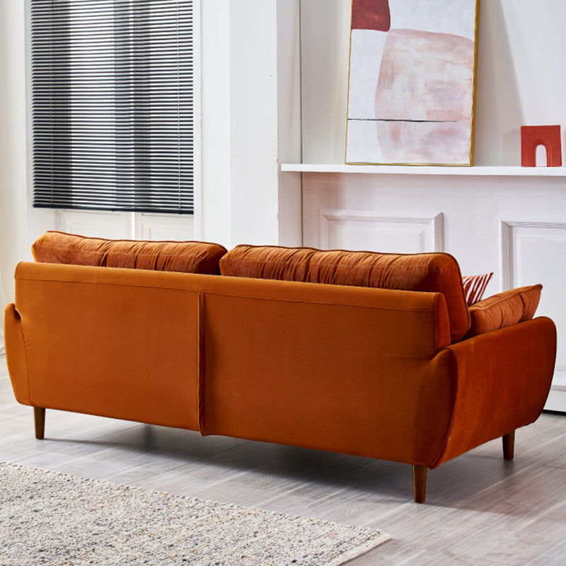 Living Room 2-seater Pillow Top Arm Settee Velvet Couch with Oak Legs Clearhalo 'furn' 'furn_sofas' 'Furniture' 'furniture_sofas' 'Living Room Furniture' 'Sofa' 'sofas' 4918930