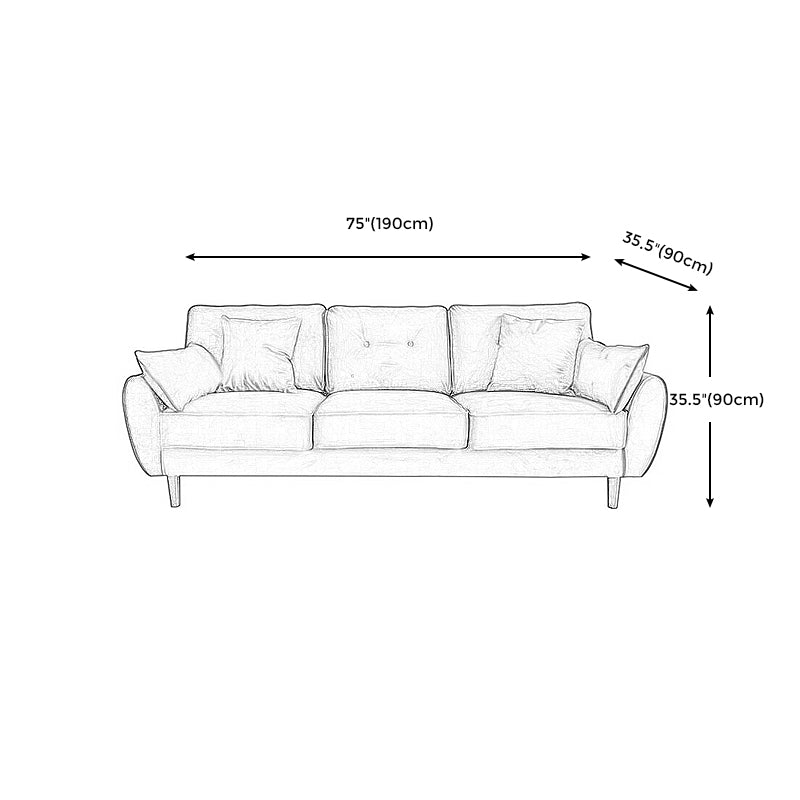 Living Room 2-seater Pillow Top Arm Settee Velvet Couch with Oak Legs Clearhalo 'furn' 'furn_sofas' 'Furniture' 'furniture_sofas' 'Living Room Furniture' 'Sofa' 'sofas' 4918941