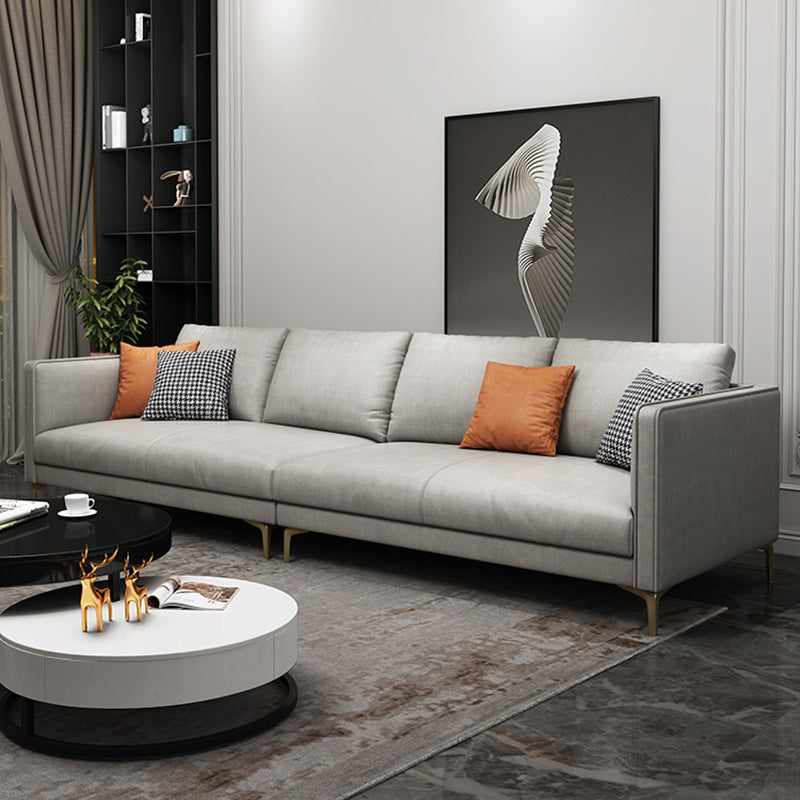 Contemporary Light Gray Cushion Back Settee Living Room Square Arm Sofa 102"L x 35.5"W x 33"H Clearhalo 'furn' 'furn_sofas' 'Furniture' 'furniture_sofas' 'Living Room Furniture' 'Sofa' 'sofas' 4918942