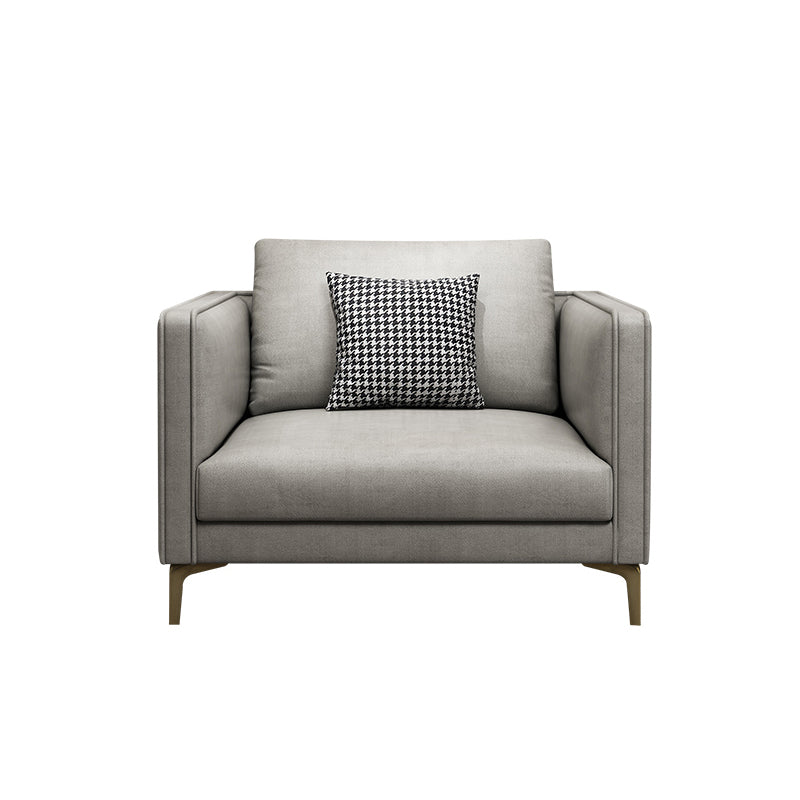 Contemporary Light Gray Cushion Back Settee Living Room Square Arm Sofa 37"L x 35"W x 33.5"H Clearhalo 'furn' 'furn_sofas' 'Furniture' 'furniture_sofas' 'Living Room Furniture' 'Sofa' 'sofas' 4918948