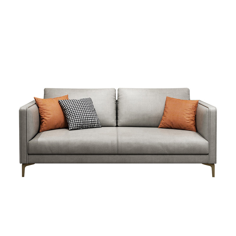 Contemporary Light Gray Cushion Back Settee Living Room Square Arm Sofa 66"L x 35"W x 33.5"H Clearhalo 'furn' 'furn_sofas' 'Furniture' 'furniture_sofas' 'Living Room Furniture' 'Sofa' 'sofas' 4918949