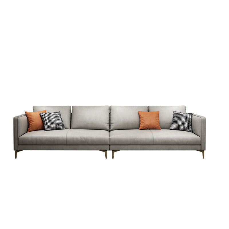 Contemporary Light Gray Cushion Back Settee Living Room Square Arm Sofa 118"L x 35.5"W x 33.5"H Sponge Clearhalo 'furn' 'furn_sofas' 'Furniture' 'furniture_sofas' 'Living Room Furniture' 'Sofa' 'sofas' 4918950