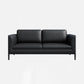 Square Arm Settee Stain-Resistant Leather Couch in Black/Grey 72"L x 28"W x 29.5"H Faux Leather Black Clearhalo 'furn' 'furn_sofas' 'Furniture' 'furniture_sofas' 'Living Room Furniture' 'Sofa' 'sofas' 4918969
