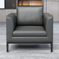 Square Arm Settee Stain-Resistant Leather Couch in Black/Grey 32"L x 28"W x 29.5"H Faux Leather Gray Clearhalo 'furn' 'furn_sofas' 'Furniture' 'furniture_sofas' 'Living Room Furniture' 'Sofa' 'sofas' 4918975