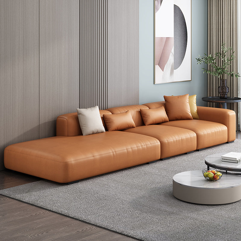 Nordic Stain-Resistant 4-seat Couch Living Room One Arm Standard Sofa Orange Clearhalo 'furn' 'furn_sofas' 'Furniture' 'furniture_sofas' 'Living Room Furniture' 'Sofa' 'sofas' 4918981