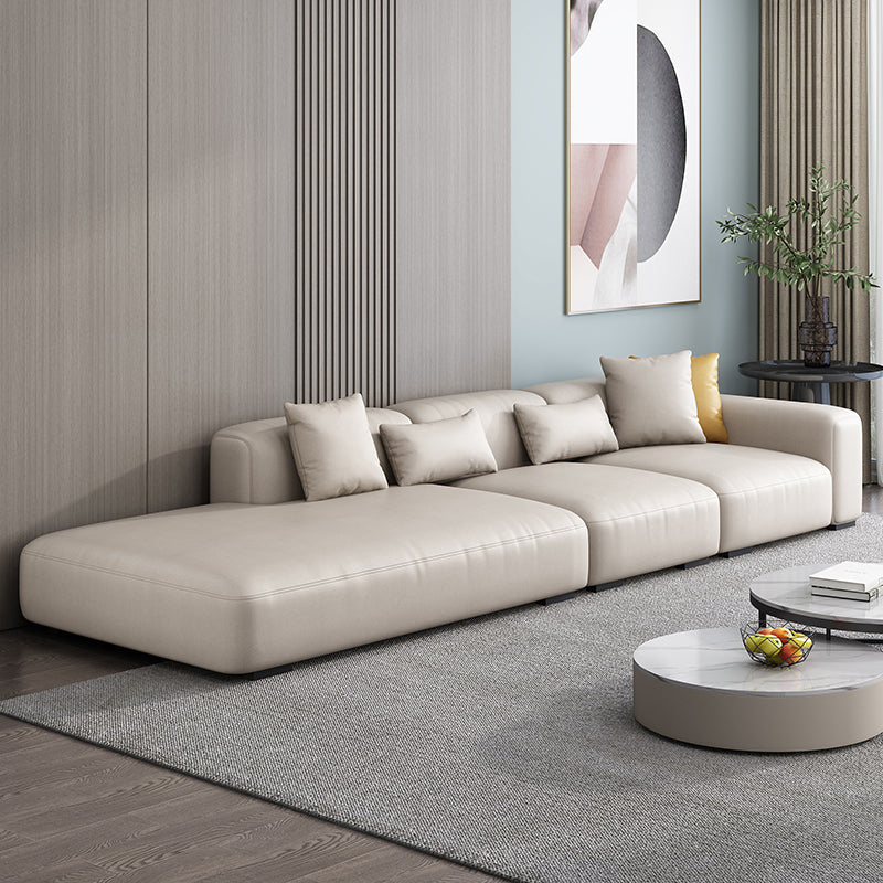 Nordic Stain-Resistant 4-seat Couch Living Room One Arm Standard Sofa Off-White Clearhalo 'furn' 'furn_sofas' 'Furniture' 'furniture_sofas' 'Living Room Furniture' 'Sofa' 'sofas' 4918982