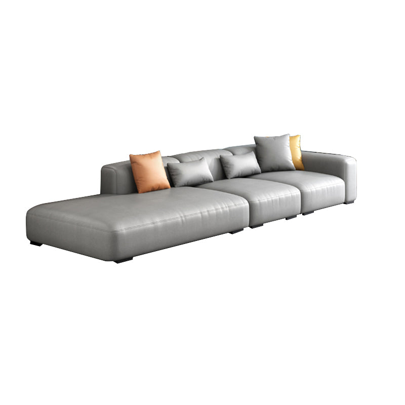 Nordic Stain-Resistant 4-seat Couch Living Room One Arm Standard Sofa Light Gray Sponge Clearhalo 'furn' 'furn_sofas' 'Furniture' 'furniture_sofas' 'Living Room Furniture' 'Sofa' 'sofas' 4918989