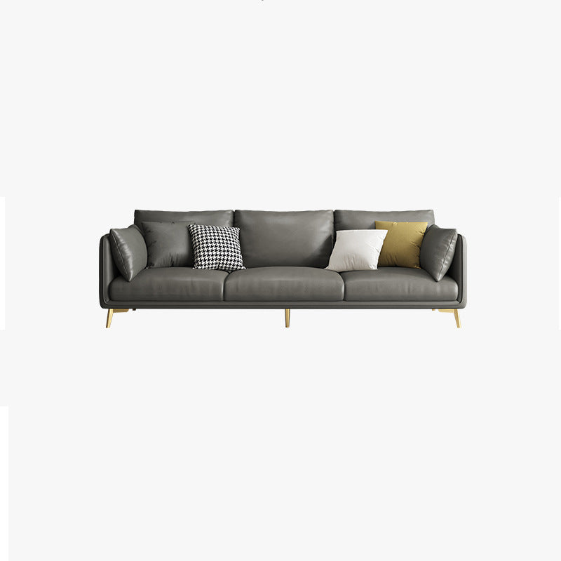 Contemporary Square Arm Couch Pillow Back Settee for Three People Grey Clearhalo 'furn' 'furn_sofas' 'Furniture' 'furniture_sofas' 'Living Room Furniture' 'Sofa' 'sofas' 4918998