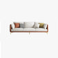 Contemporary Square Arm Couch Pillow Back Settee for Three People Beige Orange Clearhalo 'furn' 'furn_sofas' 'Furniture' 'furniture_sofas' 'Living Room Furniture' 'Sofa' 'sofas' 4919001