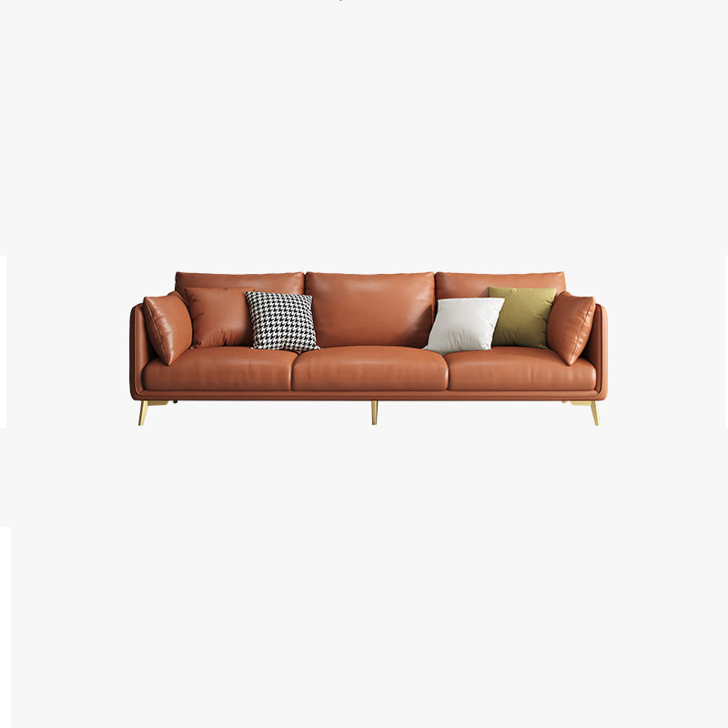 Contemporary Square Arm Couch Pillow Back Settee for Three People Orange Clearhalo 'furn' 'furn_sofas' 'Furniture' 'furniture_sofas' 'Living Room Furniture' 'Sofa' 'sofas' 4919004