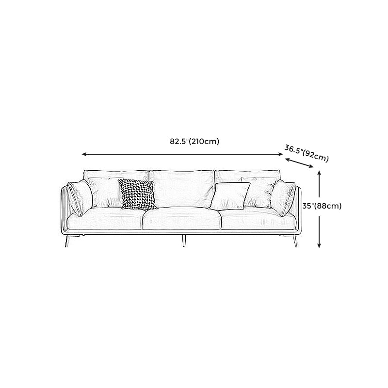 Contemporary Square Arm Couch Pillow Back Settee for Three People Clearhalo 'furn' 'furn_sofas' 'Furniture' 'furniture_sofas' 'Living Room Furniture' 'Sofa' 'sofas' 4919009