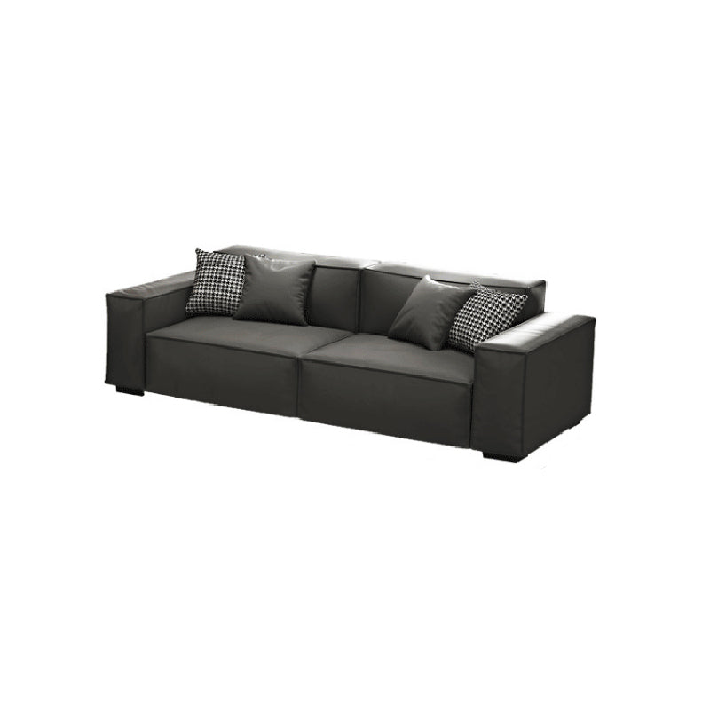 Contemporary Square Arm Standard Sofa Stain-Resistant Settee in Black 134"L x 37"W x 28"H Latex Clearhalo 'furn' 'furn_sofas' 'Furniture' 'furniture_sofas' 'Living Room Furniture' 'Sofa' 'sofas' 4919013