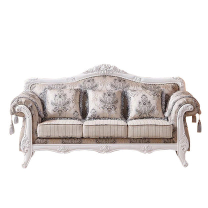 French Country Standard Rolled Arm Settee Tufted Back Couch for Three People Khaki Clearhalo 'furn' 'furn_sofas' 'Furniture' 'furniture_sofas' 'Living Room Furniture' 'Sofa' 'sofas' 4919022